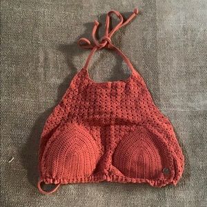 “Billabong” Terracotta Crotchet Halter Top